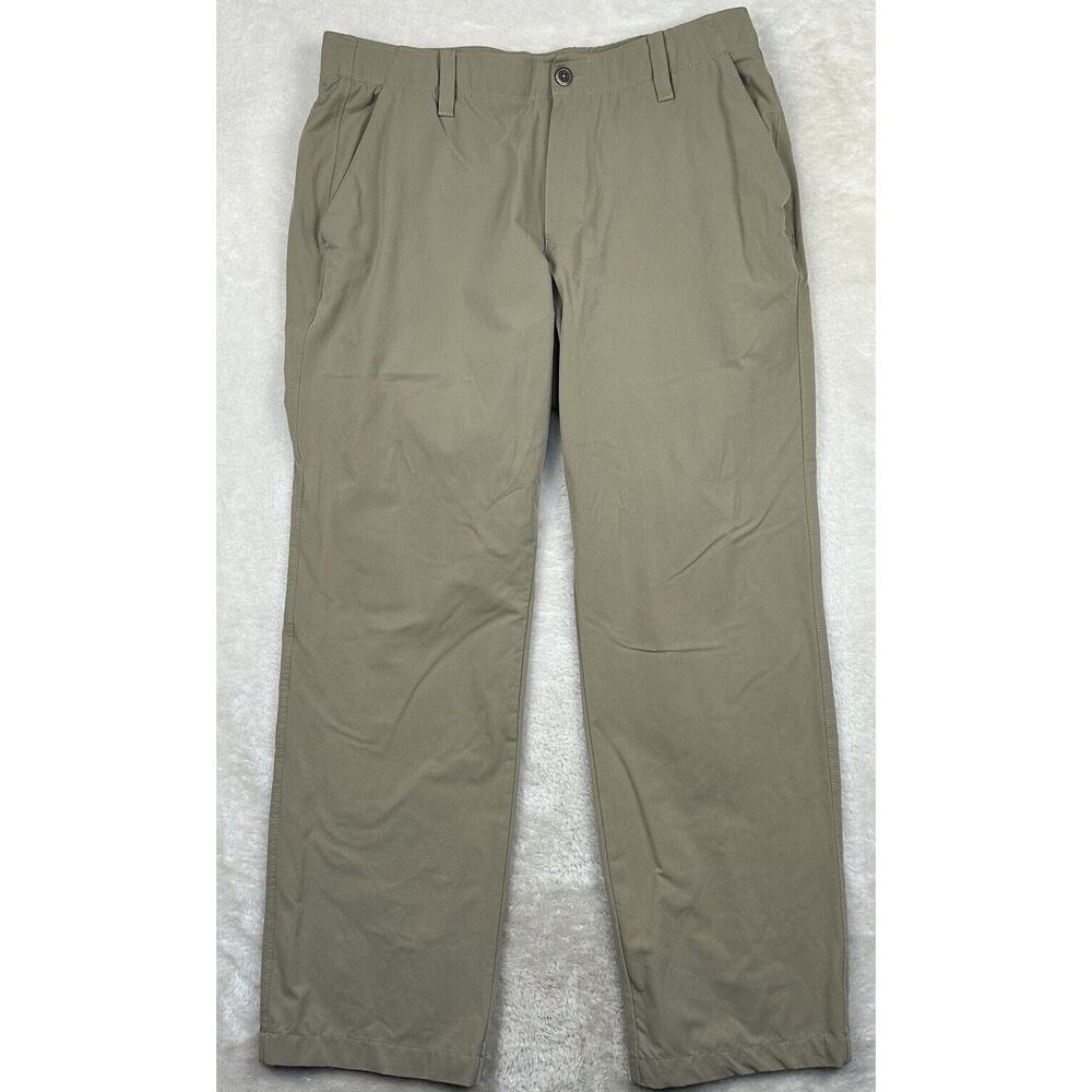 Under Armour Golf Tech Pants Mens 36 x 30 Beige Solid Straight Chino Flat Front